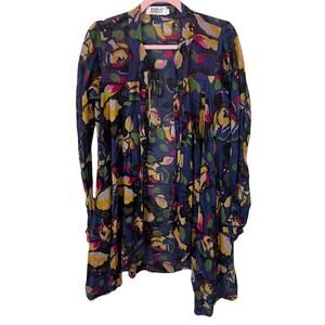 Biba Floral Boho Tie Front Second Layer Top Boho Light Cotton Womens 36 Large